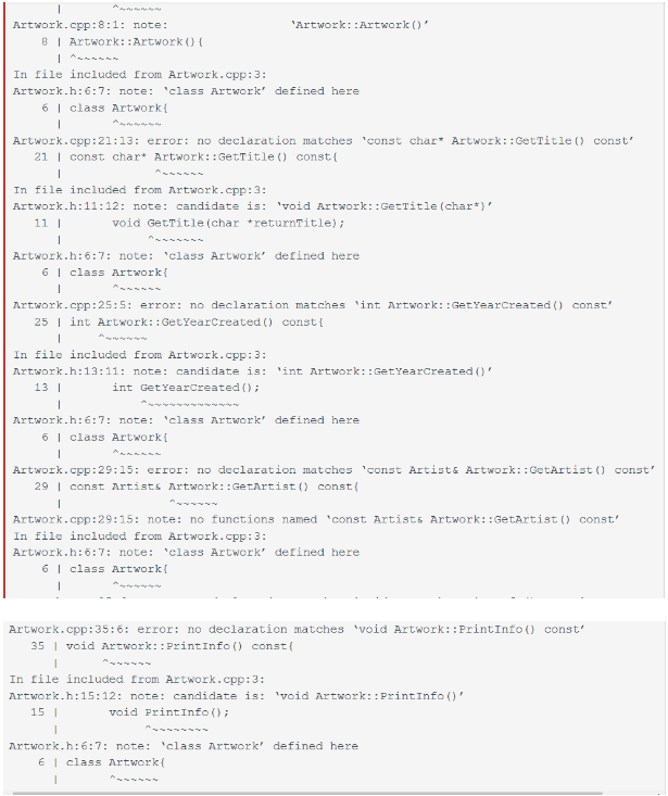 for me please! Here are all the files: main.cpp #include "Artist.h" #include