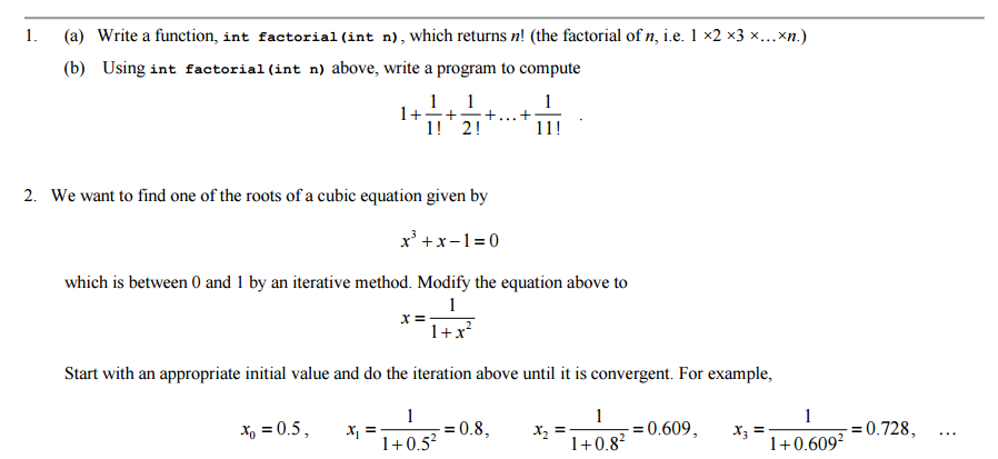 The language has to be in C program 1. (a) rite a