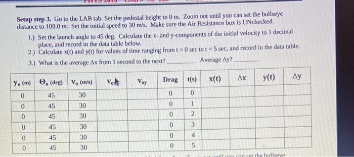  Setup step 3. Go to the LAB tab. Set the pedestal