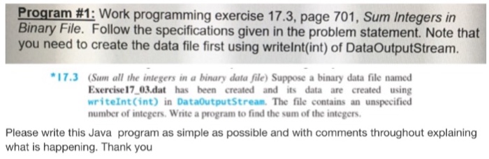  Program #1: Work programming exercise 17.3, page 701, Surm integers in