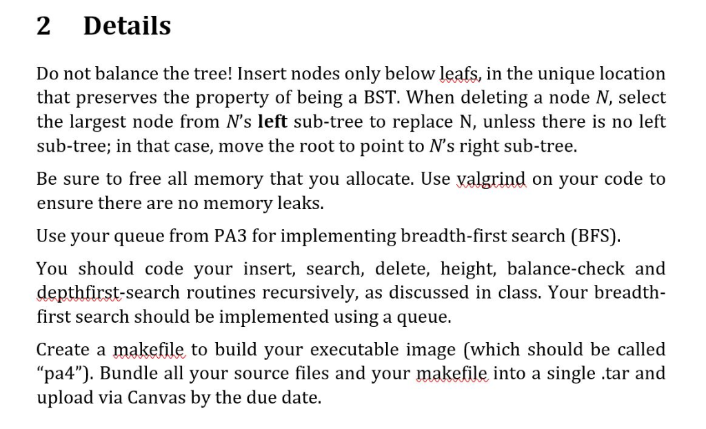 to work correctly: Here's the main code: #include #include struct bst{ int