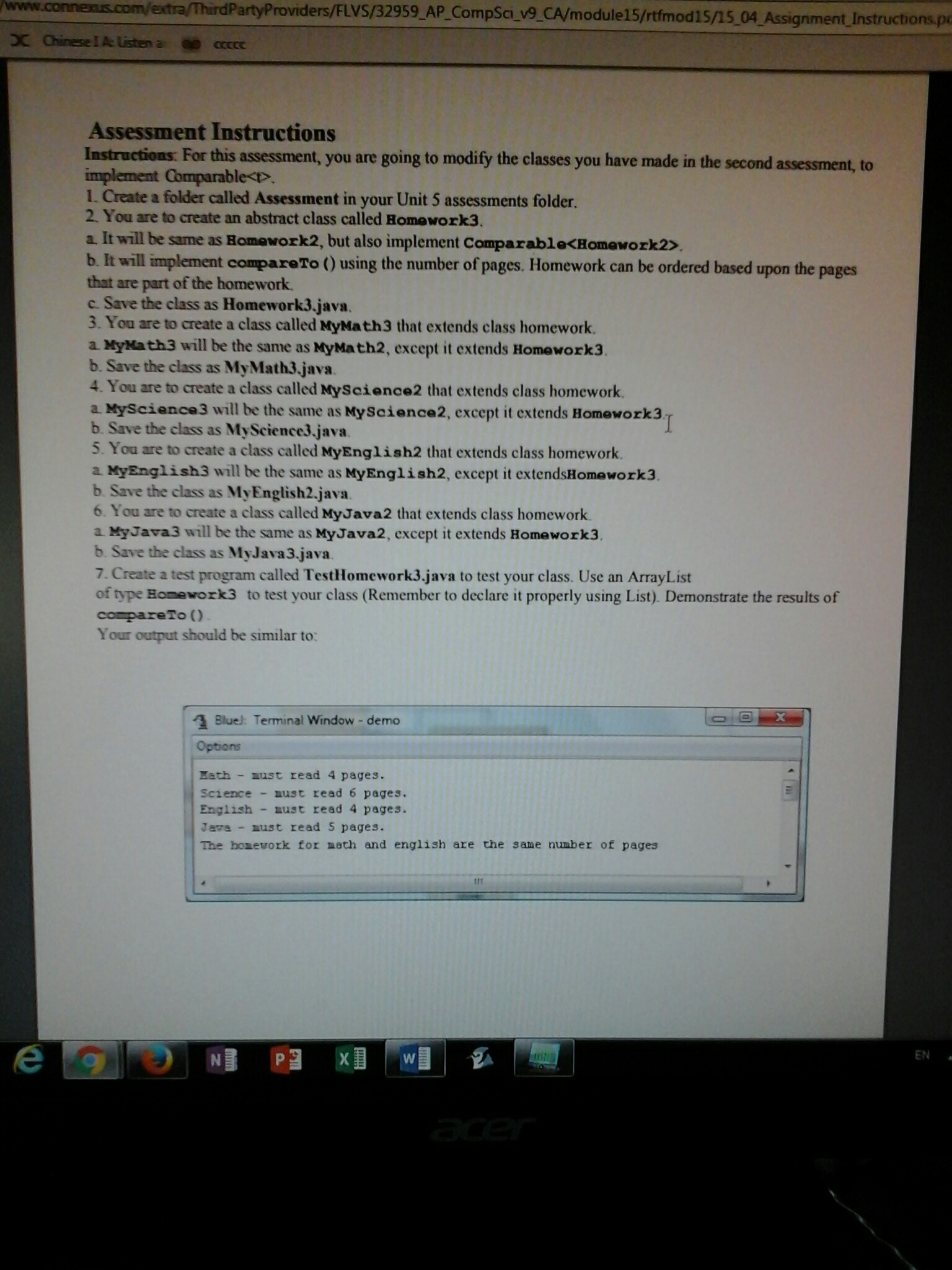 abstract java code, need a program to make the given output ThirdPartyProviders/FLVS/32959_AP_CompSca