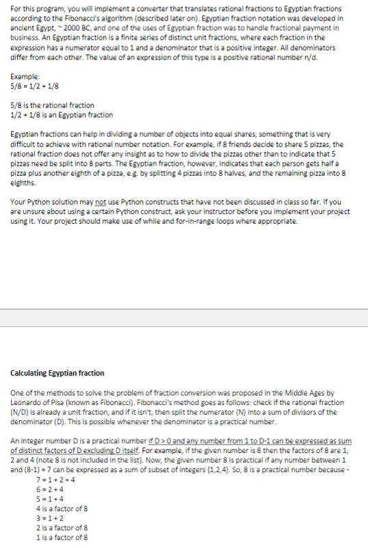 PYTHON For this program, you will implement a converter that translates rational