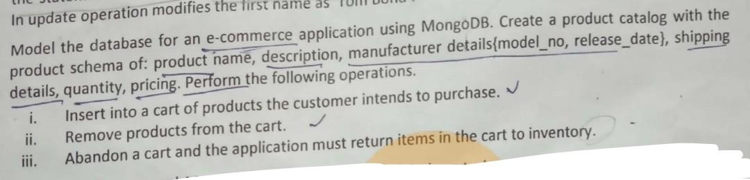 In update operation modifies the first name as Model the database
