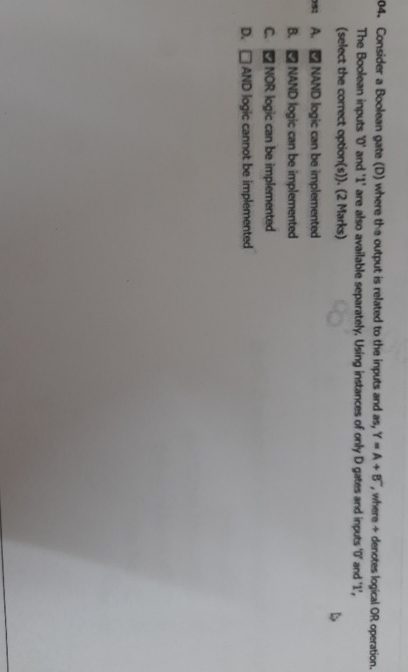  Consider a Boolean gate (D) where the output is related to
