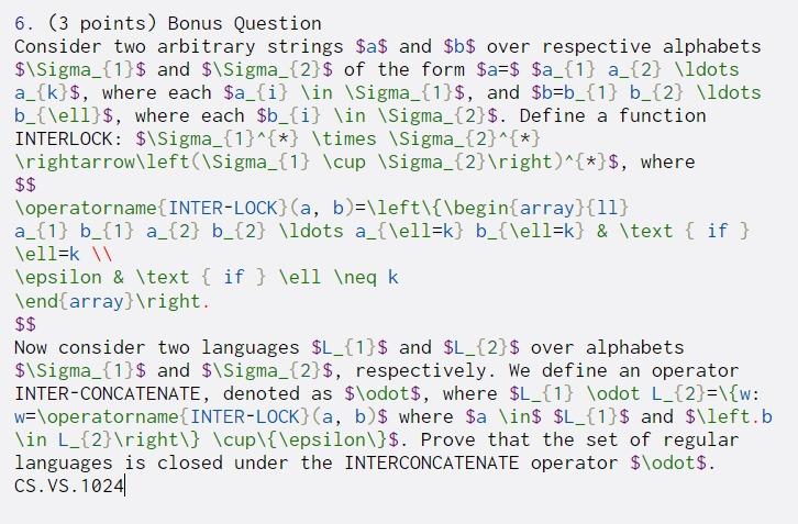  6. (3 points) Bonus Question Consider two arbitrary strings $a$ and
