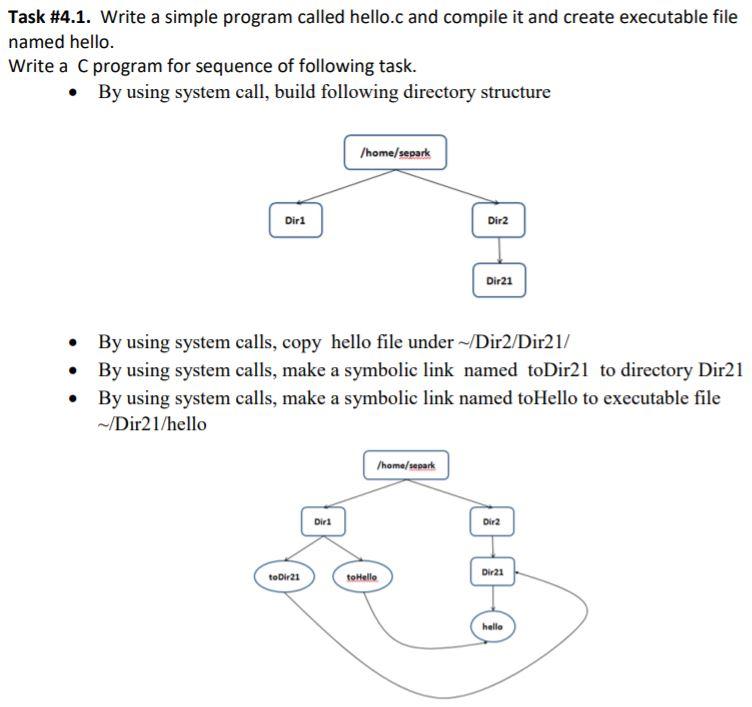 Task #4.1. Write a simple program called hello.c and compile it