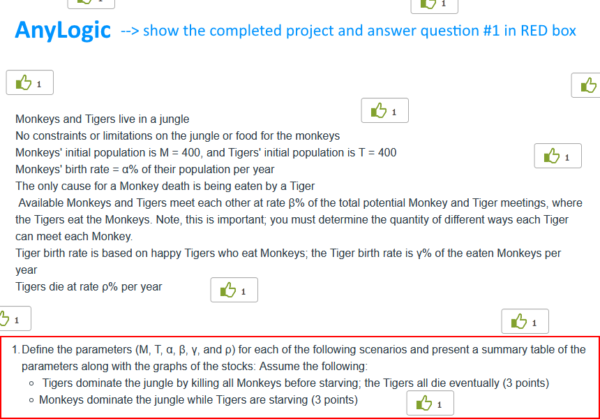 AnyLogic Simulation model help: Predator VS Prey. Show the COMPLETED AnyLogic model