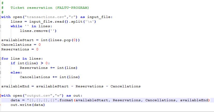  Can someone please convert this python code to psuedocode?? Ticket reservation