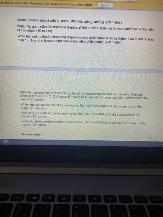 this is a node.js assignment. we have to use get, put and