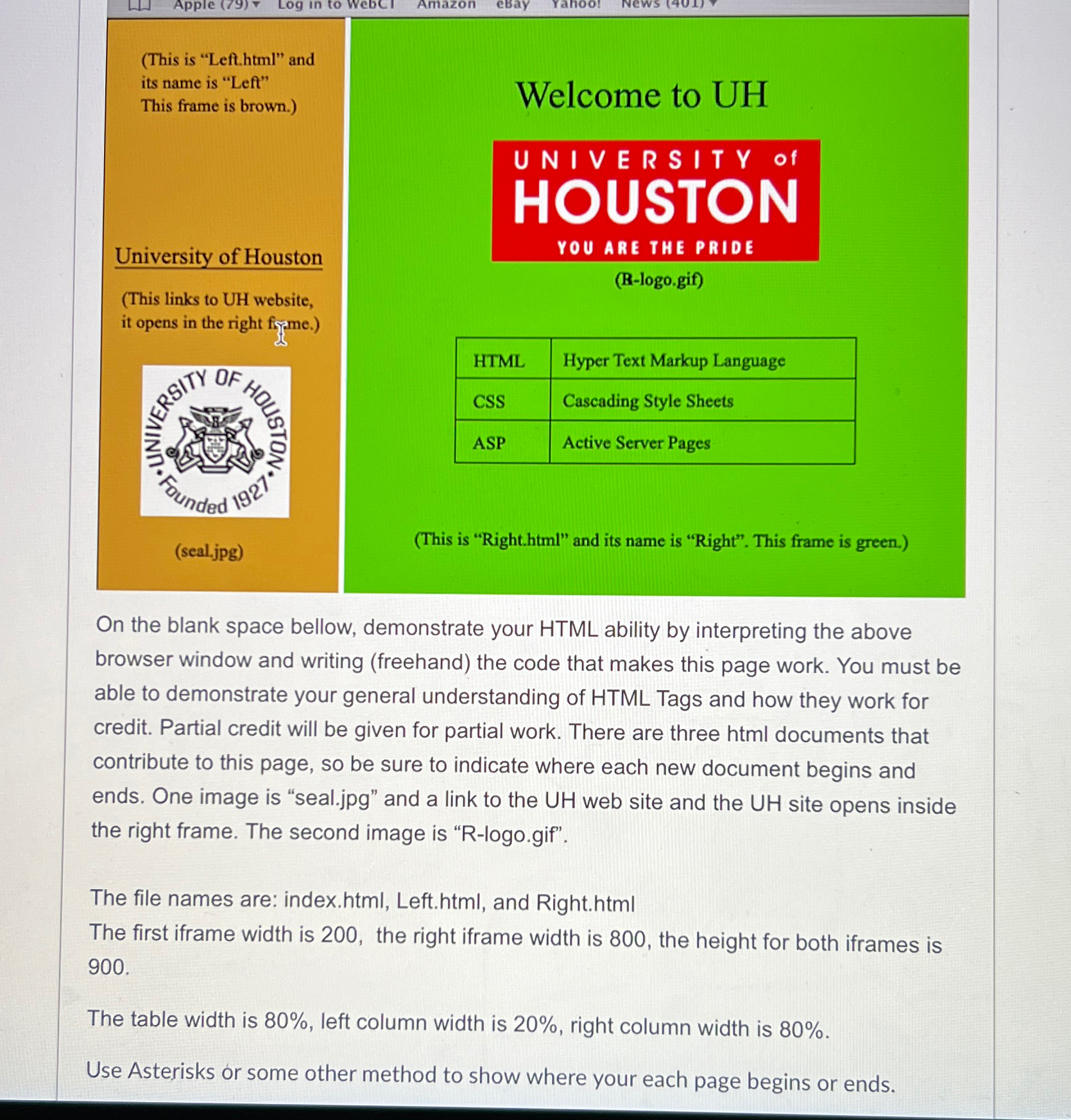  (This is "Left.html" and its name is "Left" This frame is