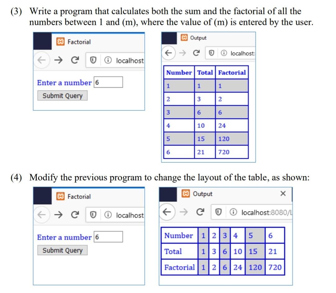 using netbeans via xxamp using loops solve the following solve in text