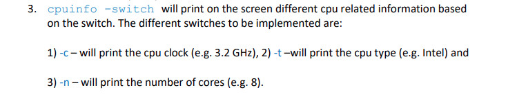 under Linux/MacOS. The shell recognizes the following internal commands: 3. cpuinfo -switch