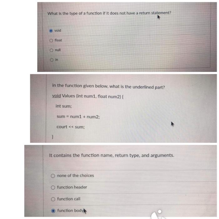  What is the type of a function if it does not
