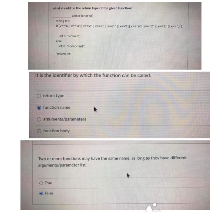 have a return statement? void float null in in the function given