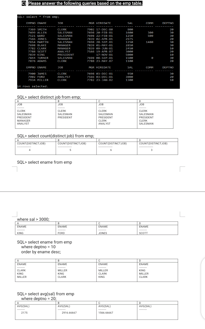 java language urgently solution required c) Please answer the following queries based