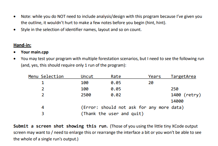 runs, Variable declarations at the top of main, No while loop at