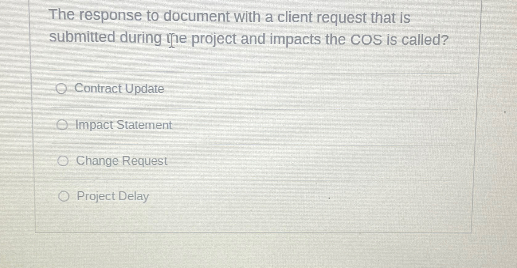  The response to document with a client request that is submitted