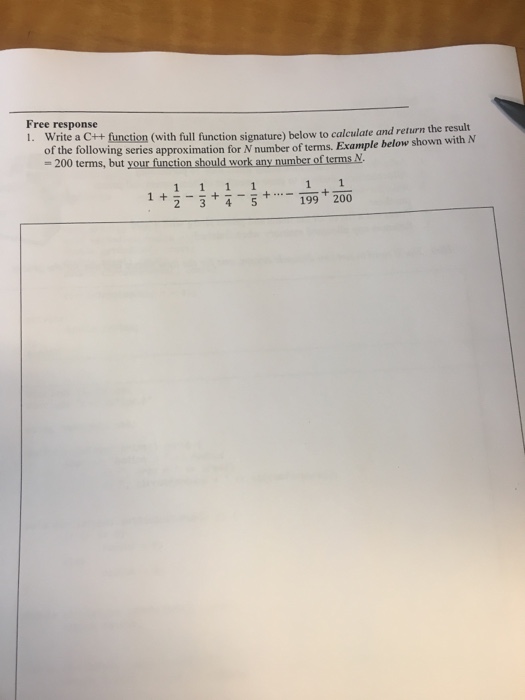  Write a C++ function (with full function signature) below to calculate