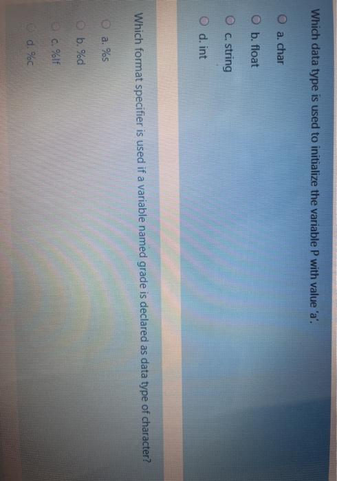  Which data type is used to initialize the variable P with