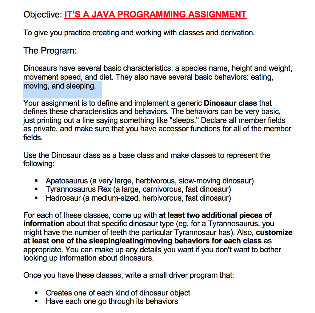 ITS A JAVA PROGRAMMING ASSIGNMENT. DO IT IN JAVA LANGUAGE Objective: IT'S