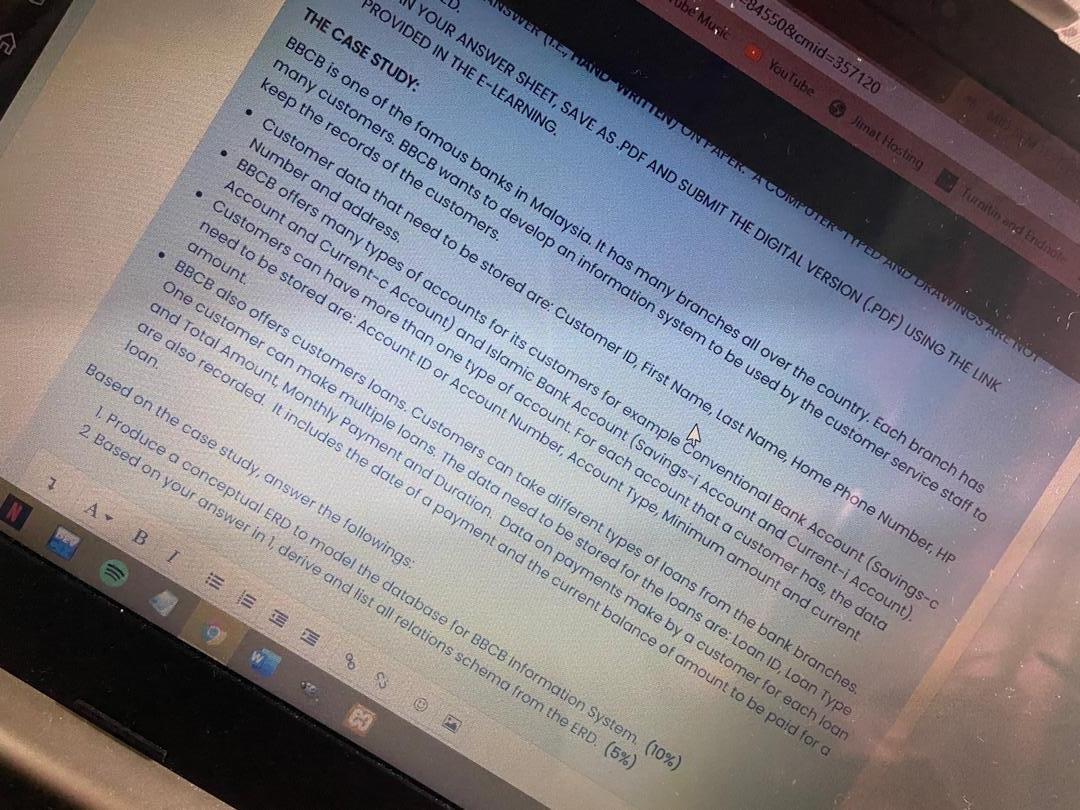PLEASE ANSWER QUESTION 1 & 2 BELOW (DATABASE QUESTION) YOUR ANSWER SHEET,