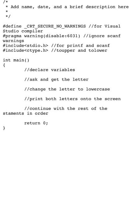 has be given to assist (must follow that format) Intro to Programming
