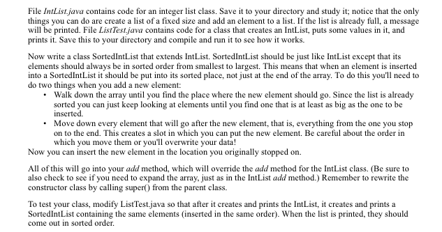  // **************************************************************** // IntList.java // // An (unsorted) integer list class