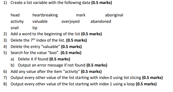  please show me step by step in python 1) Create a