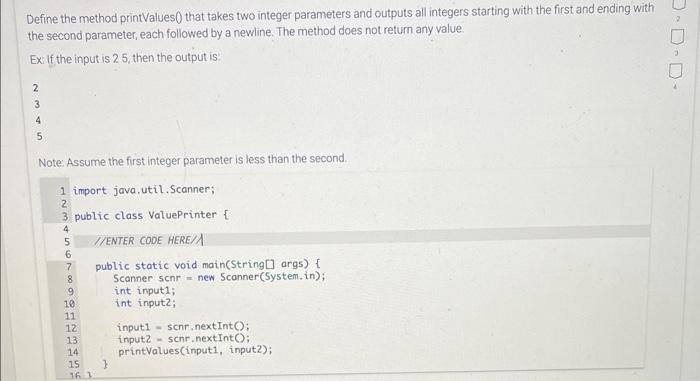 Java// please use the code provided ! Thank you. Define the method