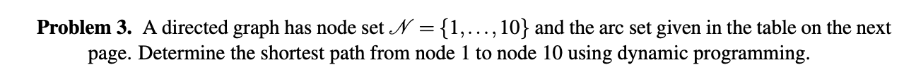  Problem 3. A directed graph has node set N = {1,...,