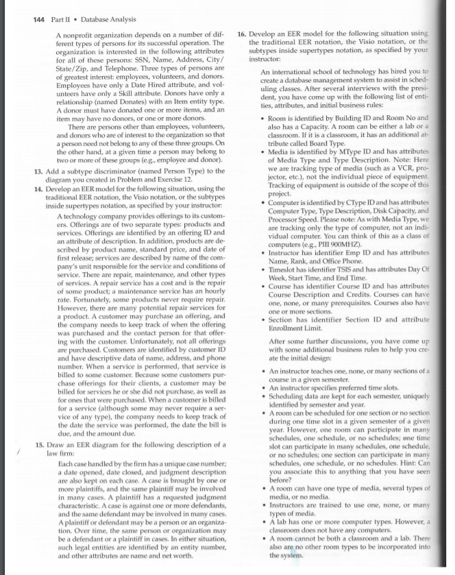  I need solution for problem 16 144 PartI Database Analysis A