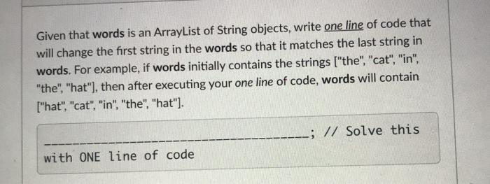 are String variables, each referring to a different word. Fill in the