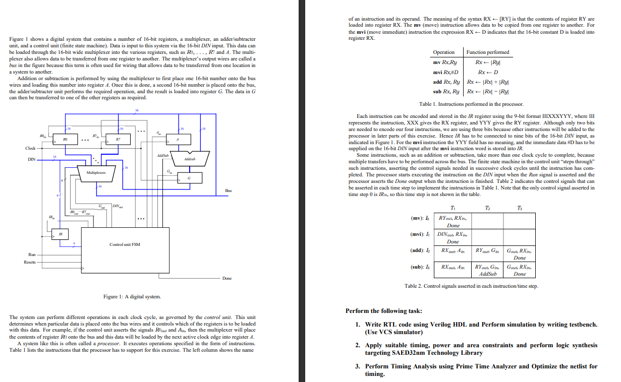  I need the code and testbench for the given design with