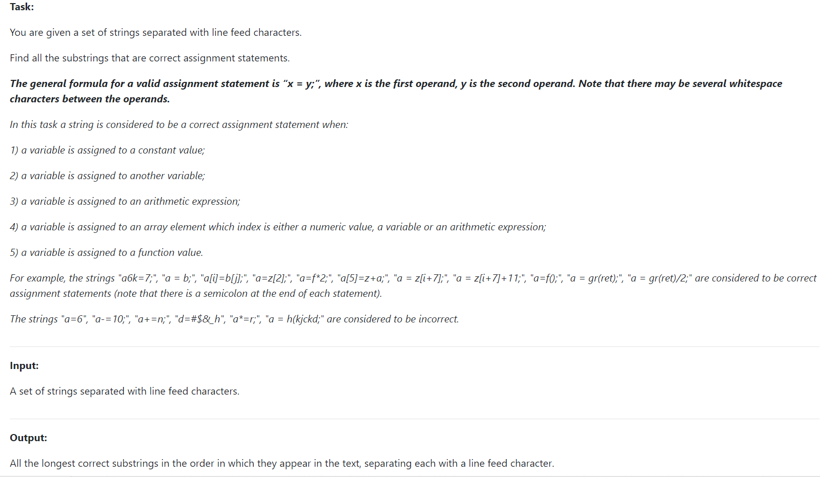 use python solve the task You are given a set of strings