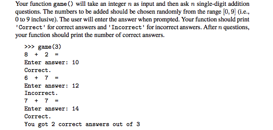 Your function game O will take an integer n as input