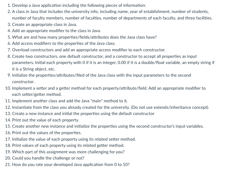 **FULL CODE PLEASE! IN JAVA! WITH COMMENTS! #5,19,20,21 ARE QUESTIONS TO