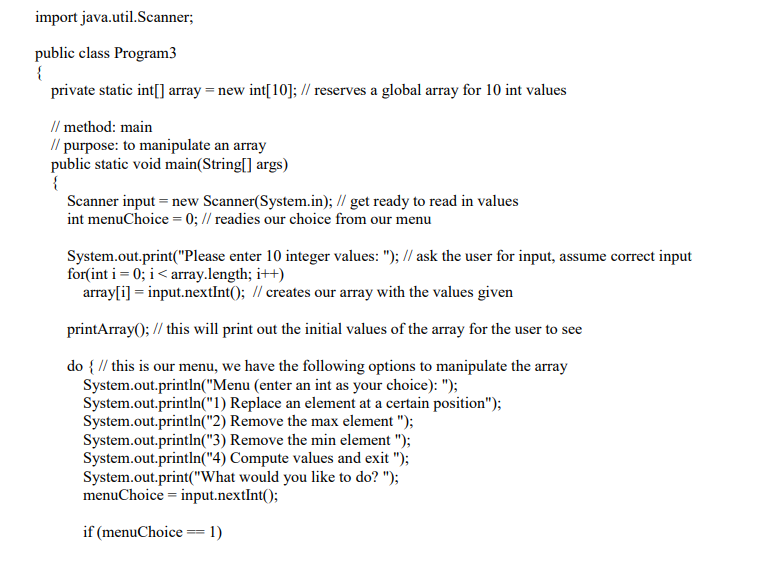 which will perform the equivalent of the following program from Java. Write