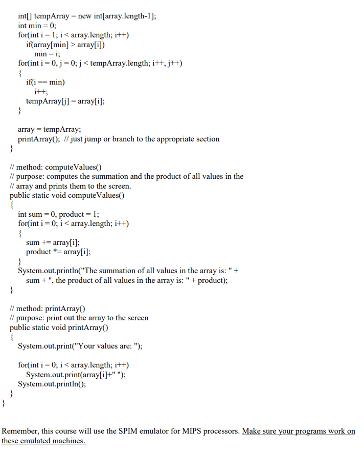 following program from Java