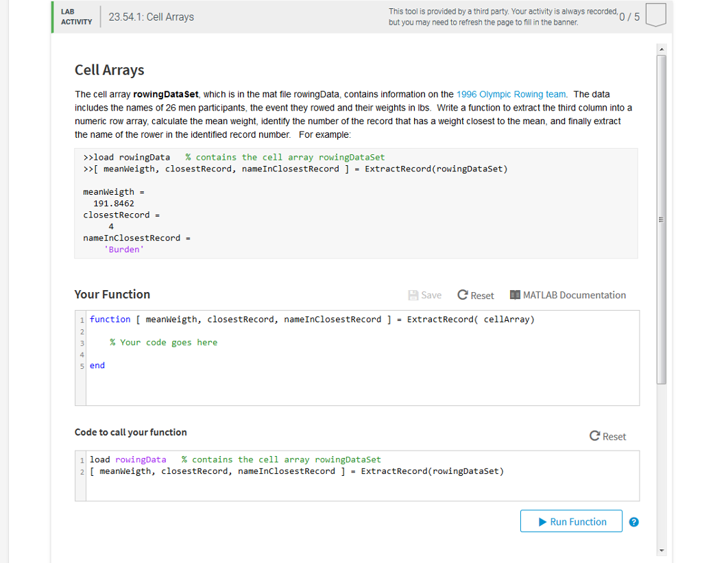 IN MATLAB This tool is provided by a third party. Your activity