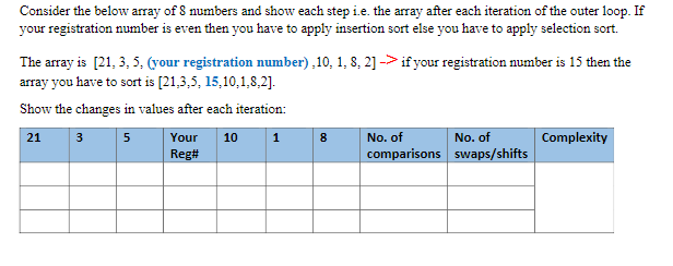  write code in C++ Consider the below array of 8 numbers