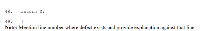 identify errors/defects (not syntax/compile time errors) and explain each defect (at most