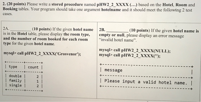  2. (20 points) Please write a stored procedure named pHW2 2