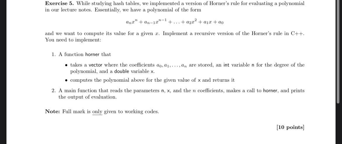  Exercise 5. While studying hash tables, we implemented a version of