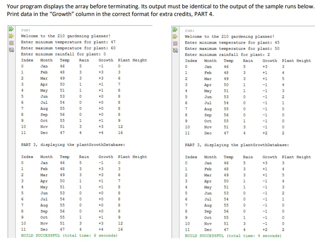 Write a Java program to track the growth of a plant. You