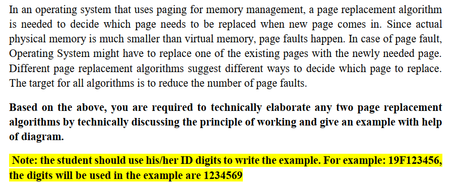 help me to solve this question algorithm for page replacement. My Digit: