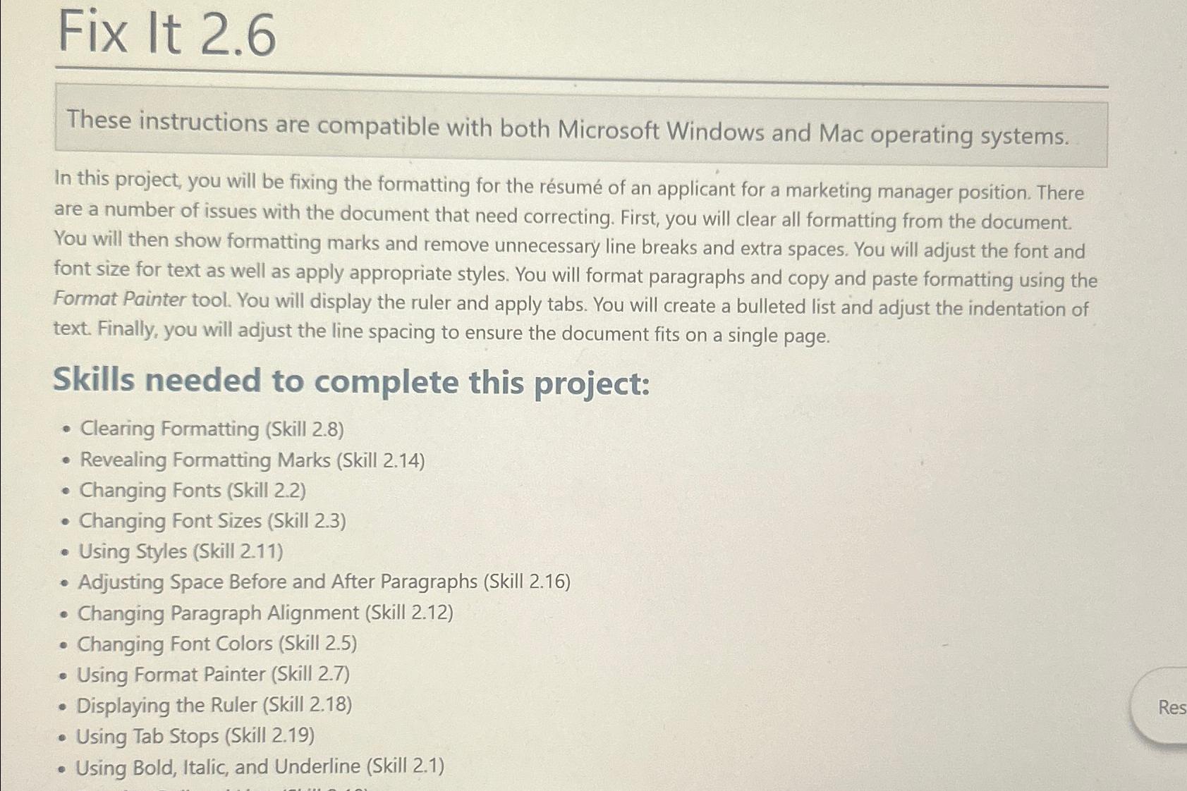  Fix It 2.6 These instructions are compatible with both Microsoft Windows