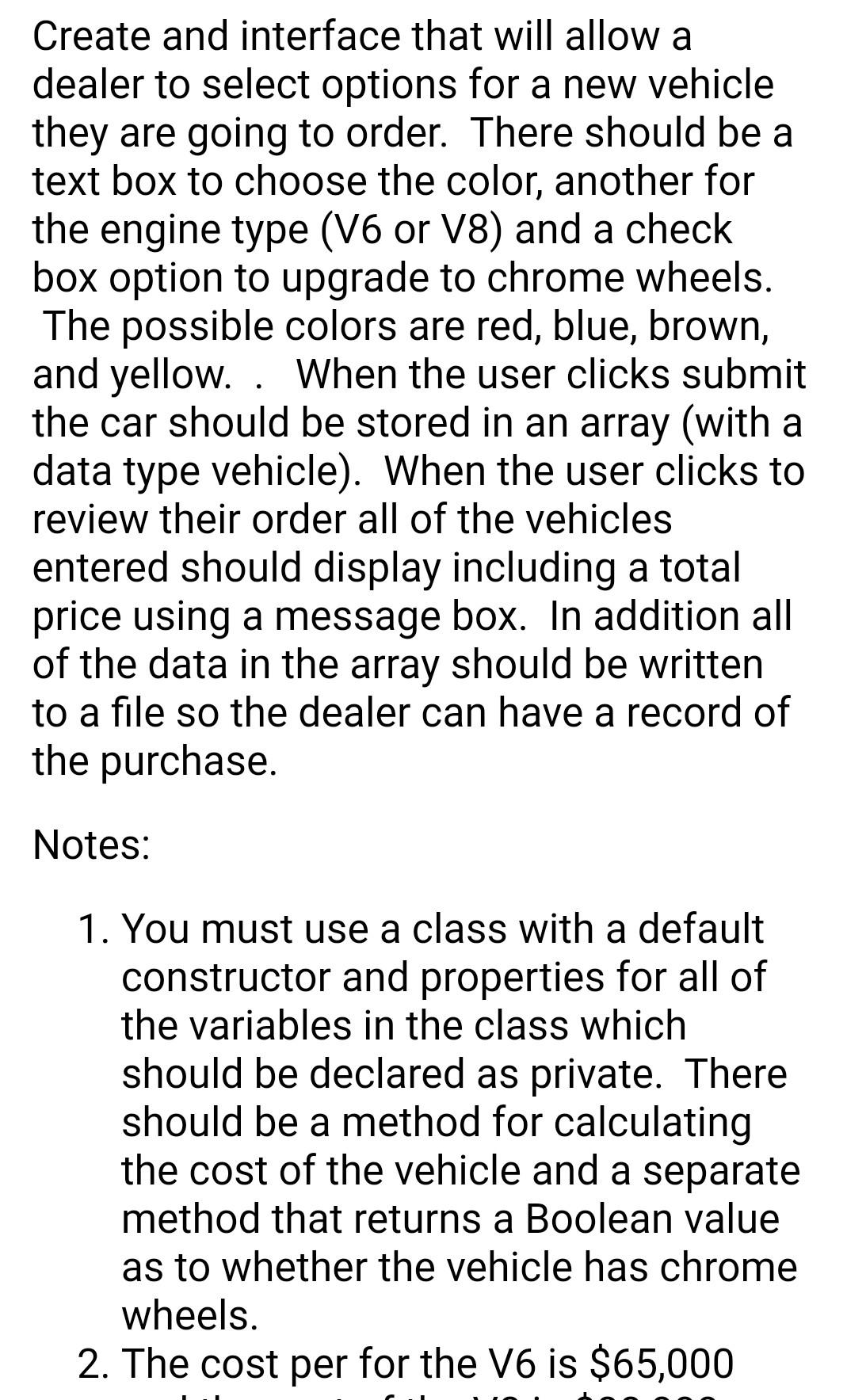  help please for Visual basic VB.NET Create and interface that will