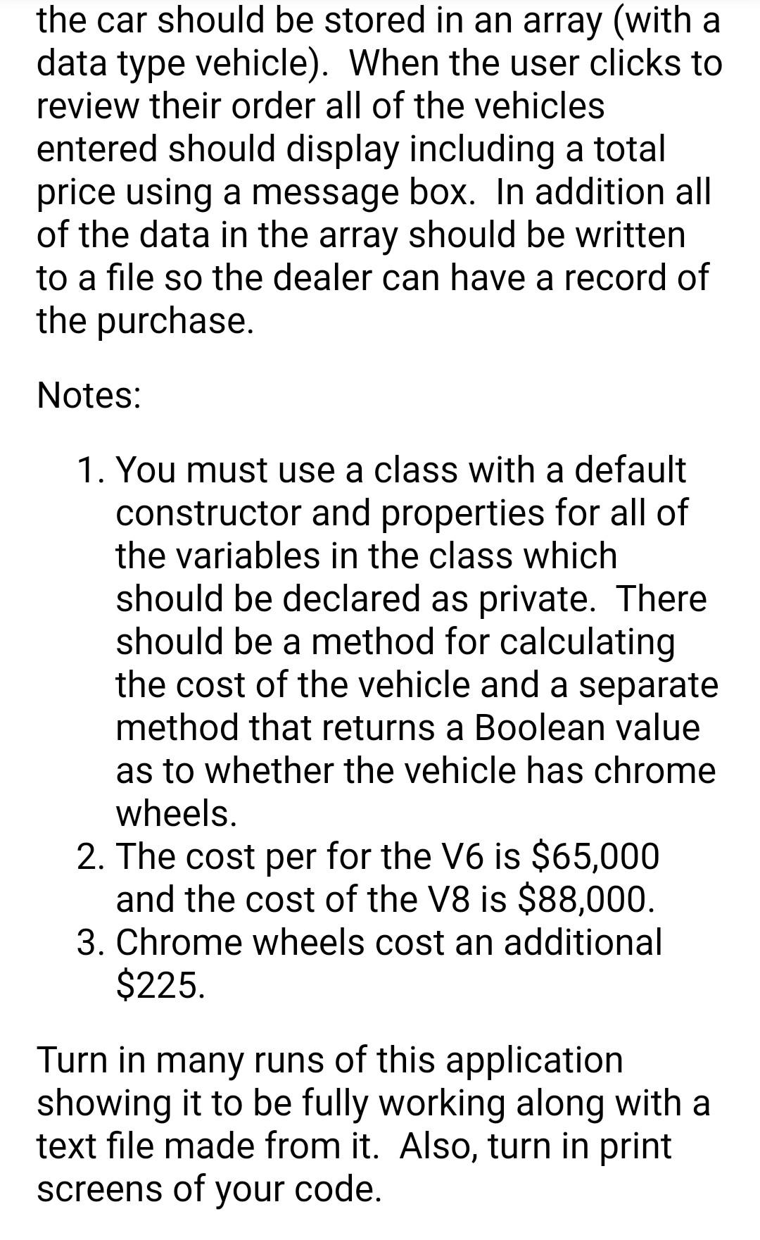 allow a dealer to select options for a new vehicle they are