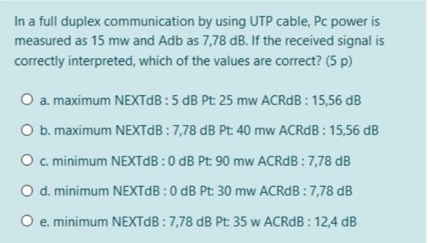  Its data Communications lesson What is the correct answer i need